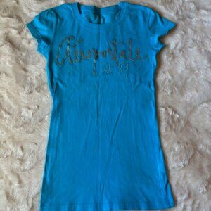 2/$30 AEROPOSTALE Blue Cap Sleeve Crew Neck Logo T-Shirt Ladies Juniors Size XS